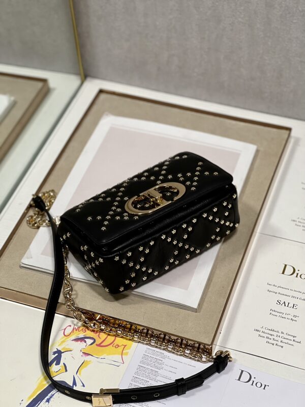 Dior Small Caro Handbag - Pentagram Black Gold Buckle - Image 4