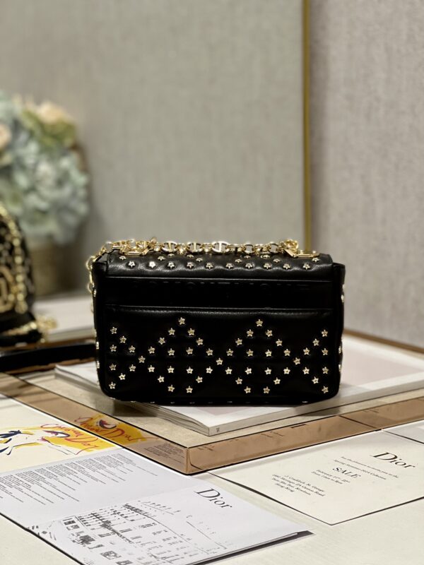 Dior Small Caro Handbag - Pentagram Black Gold Buckle - Image 5