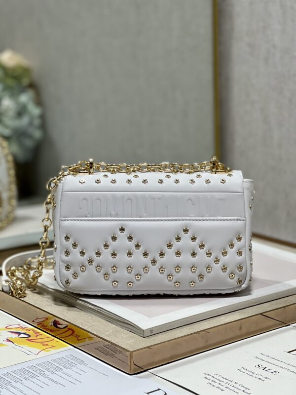 Dior Small Caro Handbag - Pentagram White Gold Buckle - Image 5