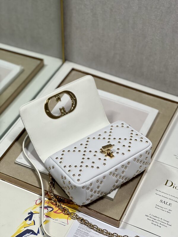 Dior Small Caro Handbag - Pentagram White Gold Buckle - Image 3