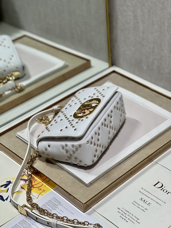 Dior Small Caro Handbag - Pentagram White Gold Buckle - Image 4