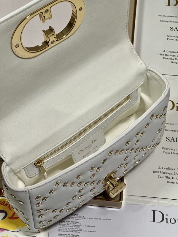 Dior Small Caro Handbag - Pentagram White Gold Buckle - Image 2