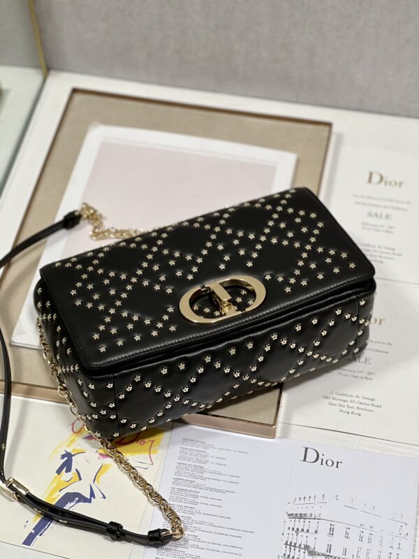 Dior Large Caro Handbag - Pentagram Black Gold Buckle - Image 4