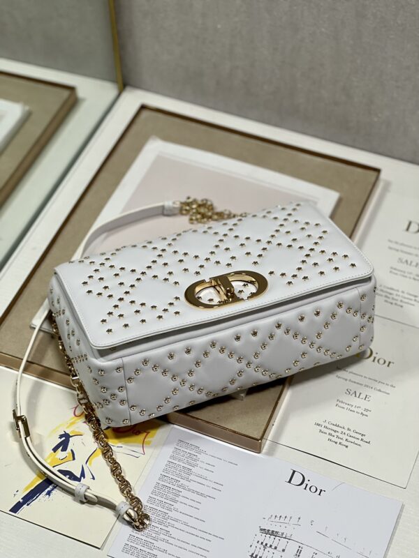 Dior Large Caro Handbag - Pentagram White Gold Buckle - Image 3