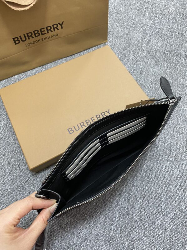 Burberry Charcoal Check Large Zip Pouch - Black - Image 3