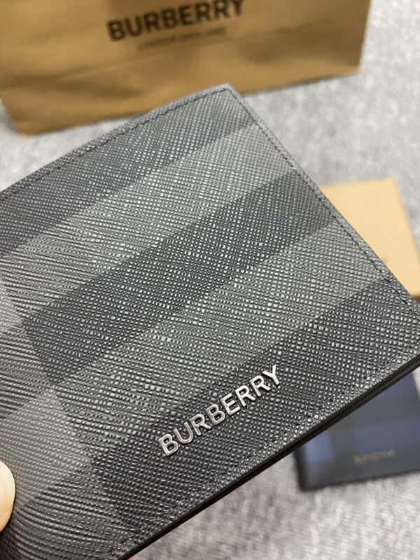 Burberry Exaggerated Check Slim Bifold Wallet - Gray - Image 5