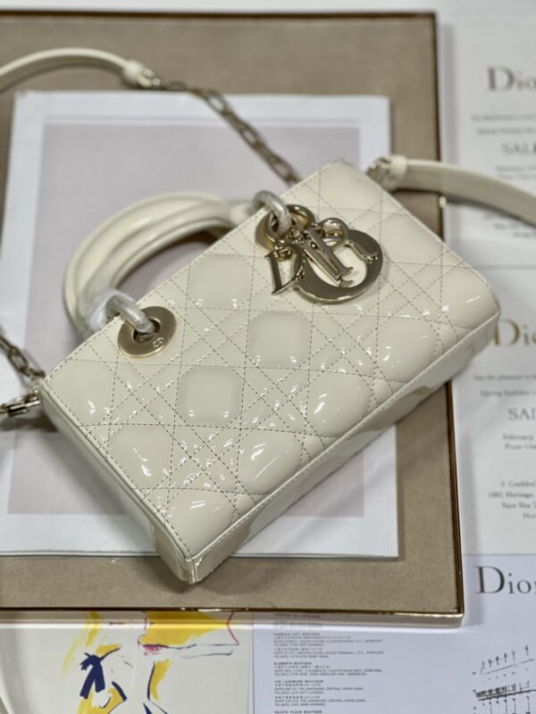 Dior Medium Horizontal Diana Bag - White Gold Buckle - Image 4