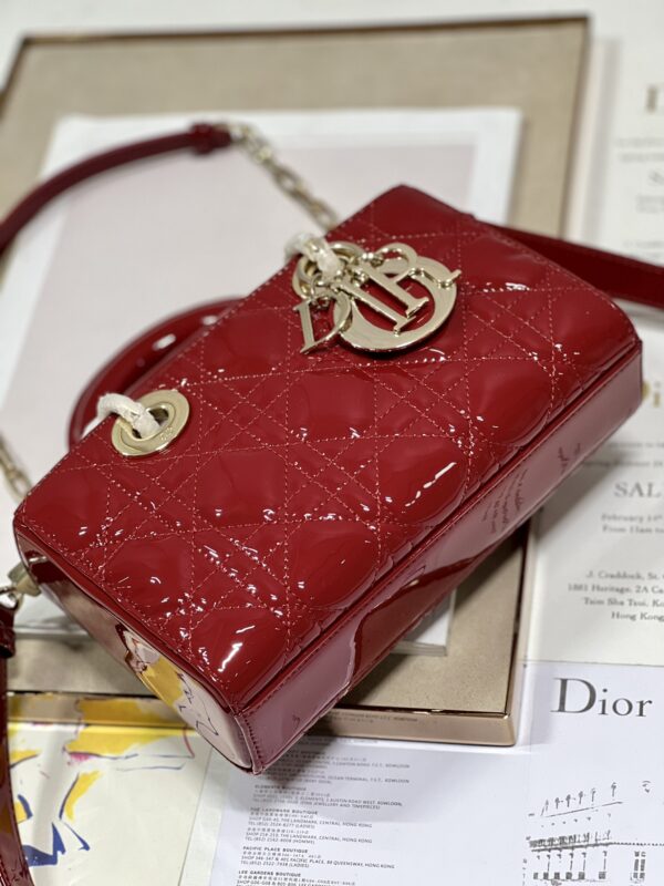 Dior Medium Horizontal Diana Bag - Red Gold Buckle - Image 4