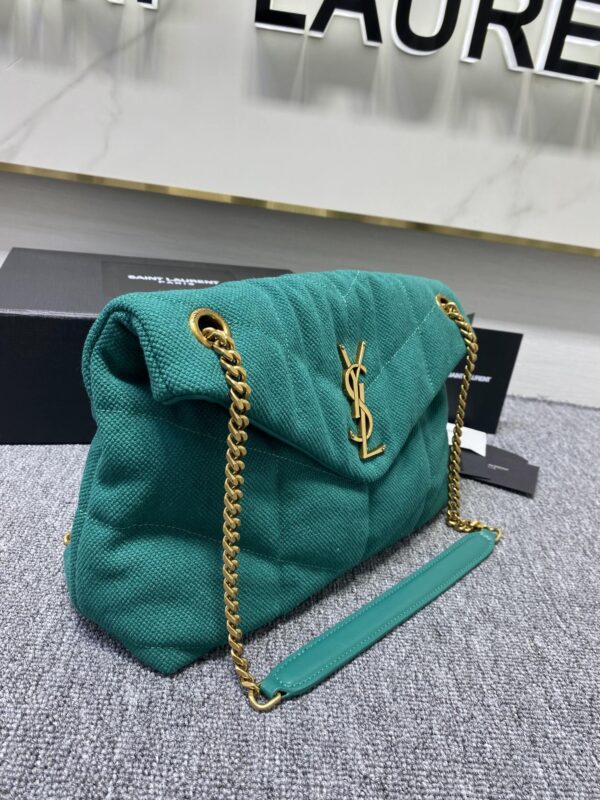 YSL Lou Lou's Large Canvas Cloud Bag - Sea Green - Image 4