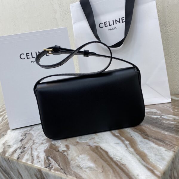 Celine Triomphe Shiny Cow Leather Shoulder Bag - Black - Image 3