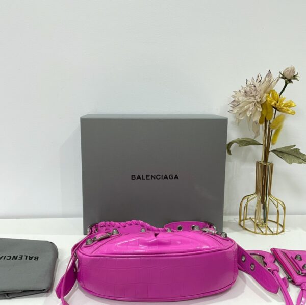 Balenciaga Le Cagole Half-Moon Small Armpit Dumpling Bag - Rose Red - Image 4