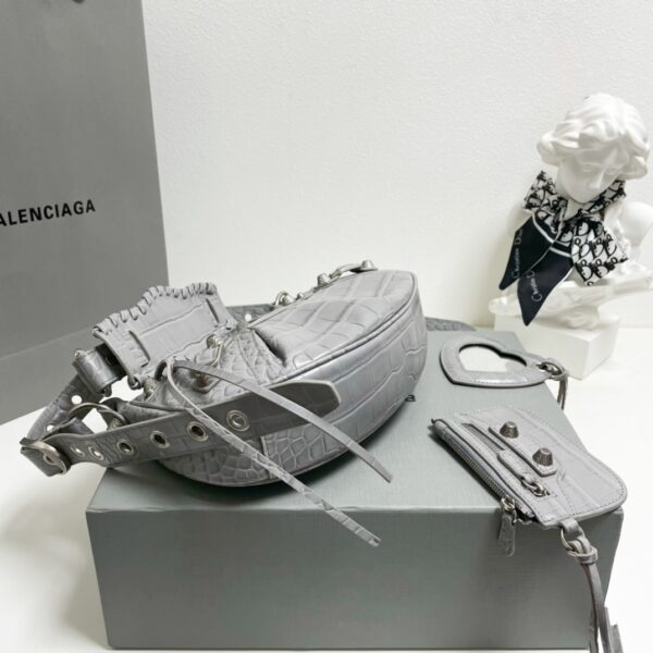 Balenciaga Le Cagole Half-Moon Small Armpit Dumpling Bag - Gray - Image 3