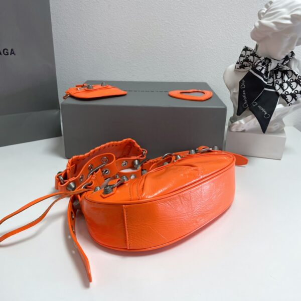 Balenciaga Le Cagole Half-Moon Small Armpit Dumpling Bag - Orange - Image 2