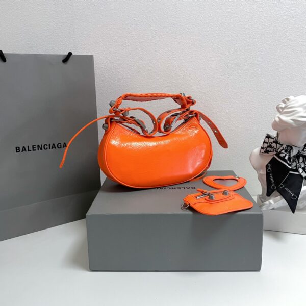 Balenciaga Le Cagole Half-Moon Small Armpit Dumpling Bag - Orange - Image 3