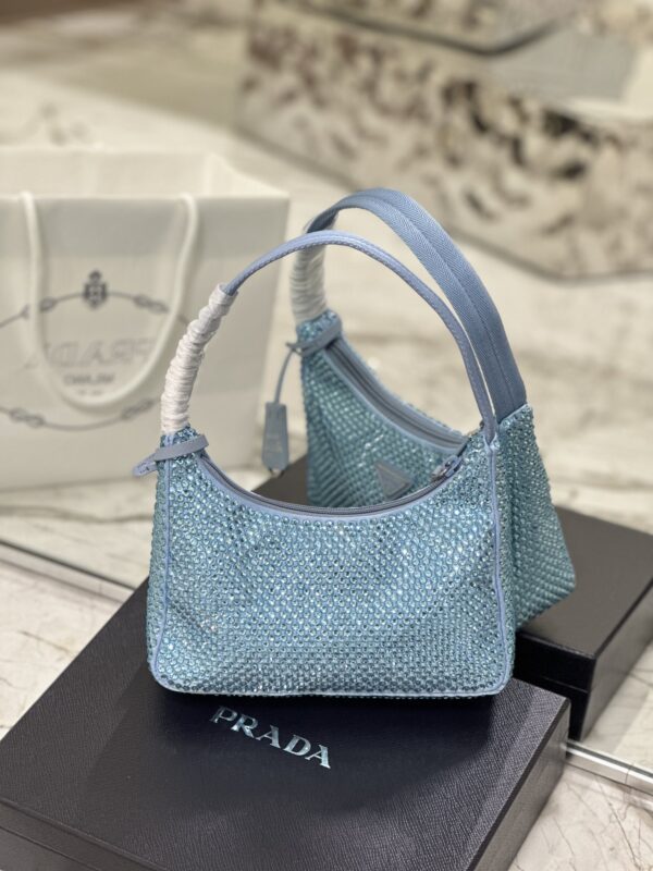 Prada Hobo Diamond Armpit Bag - Blue - Image 4