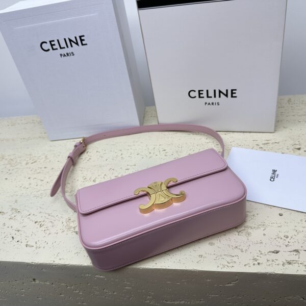 Celine Triomphe Shiny Cow Leather Armpit Bag - Purple - Image 3