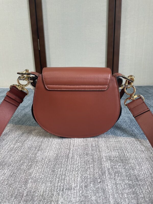 Chloe Tess Saddle Crossbody HandBag - Brown - Image 4