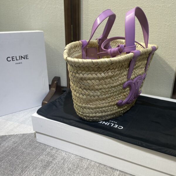 Celine Spring And Summer Straw Bag - Purple - Image 5