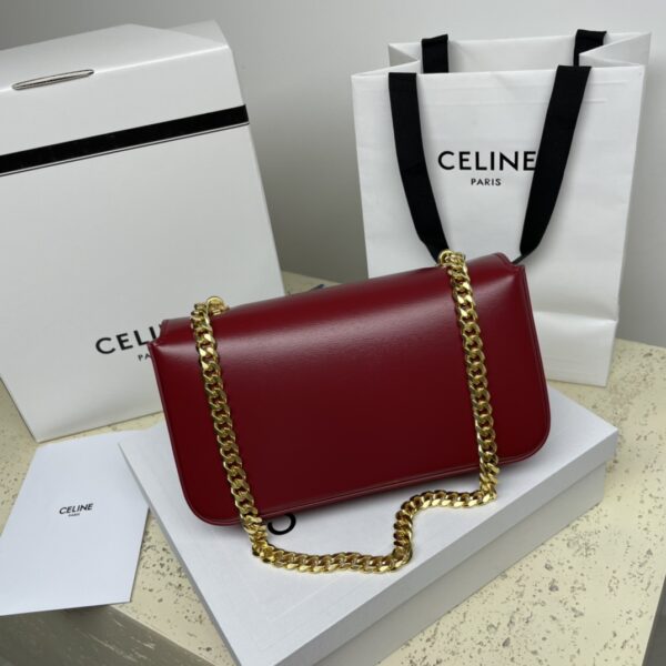 Celine Chain Underarm Triomphe Canvas Bag - Maroon - Image 5