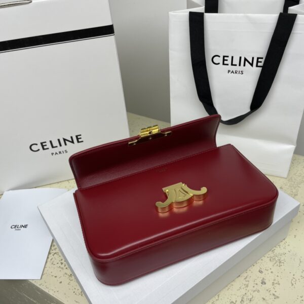 Celine Chain Underarm Triomphe Canvas Bag - Maroon - Image 4