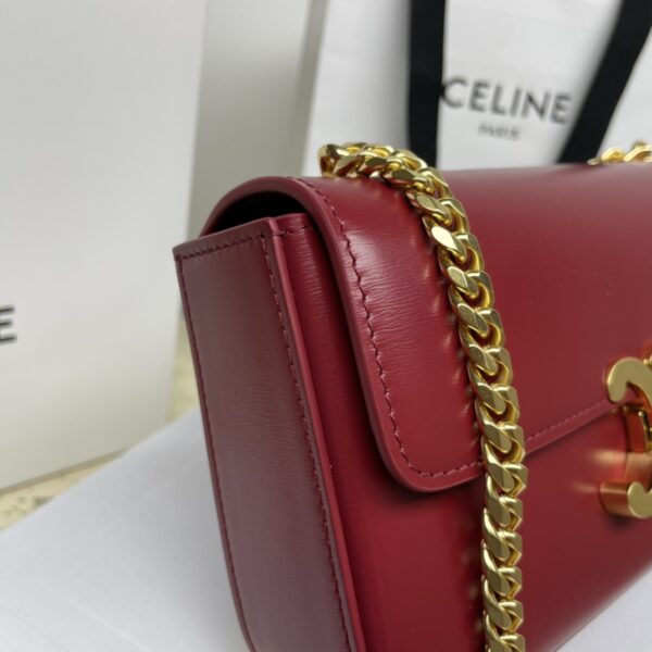 Celine Chain Underarm Triomphe Canvas Bag - Maroon - Image 2