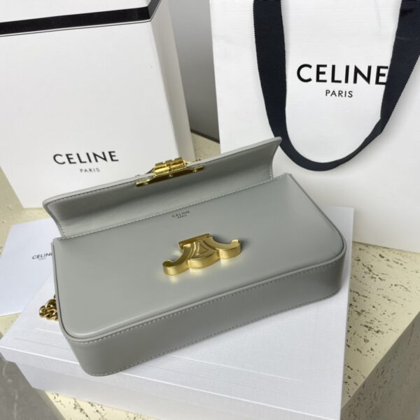 Celine Chain Underarm Triomphe Canvas Bag - Gray - Image 3