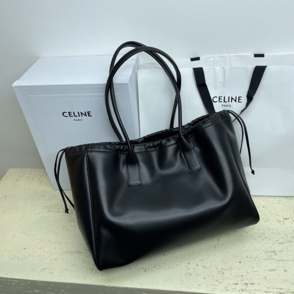 Celine Cabas Triomphe Tote Drawstring Bag - Black - Image 3