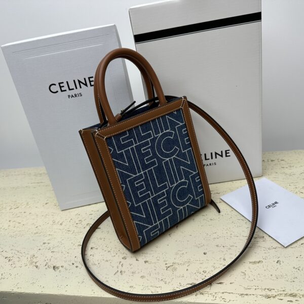 Celine Cabas Triomphe Mini Vertical Handbag - Blue - Image 4